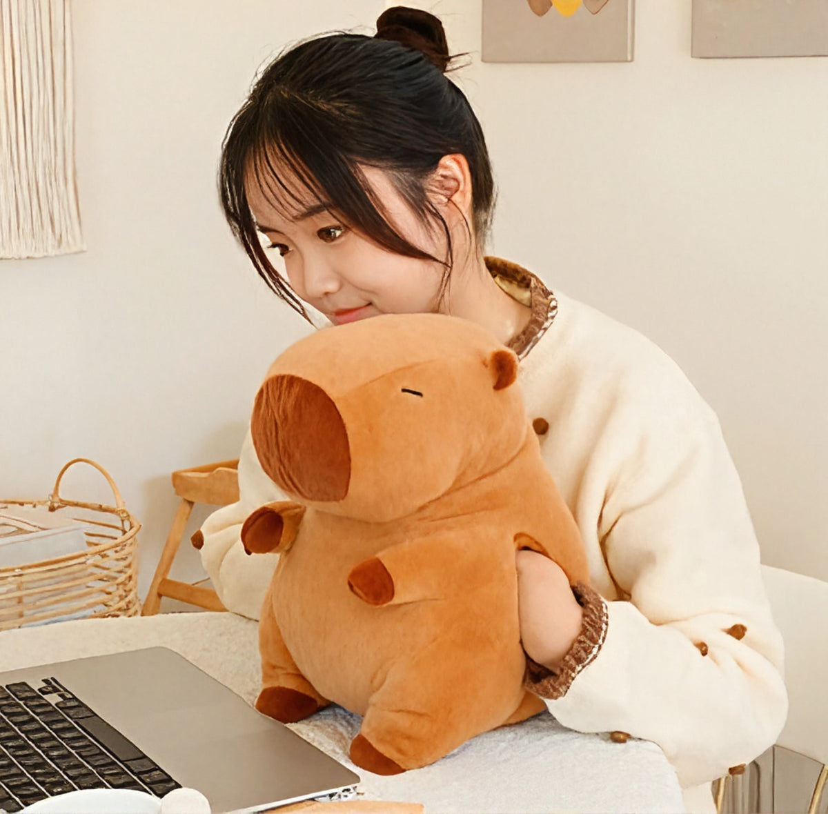 Capybara Hand Warmer Plush Pillow – Cozy Comfort with Hand Pocket